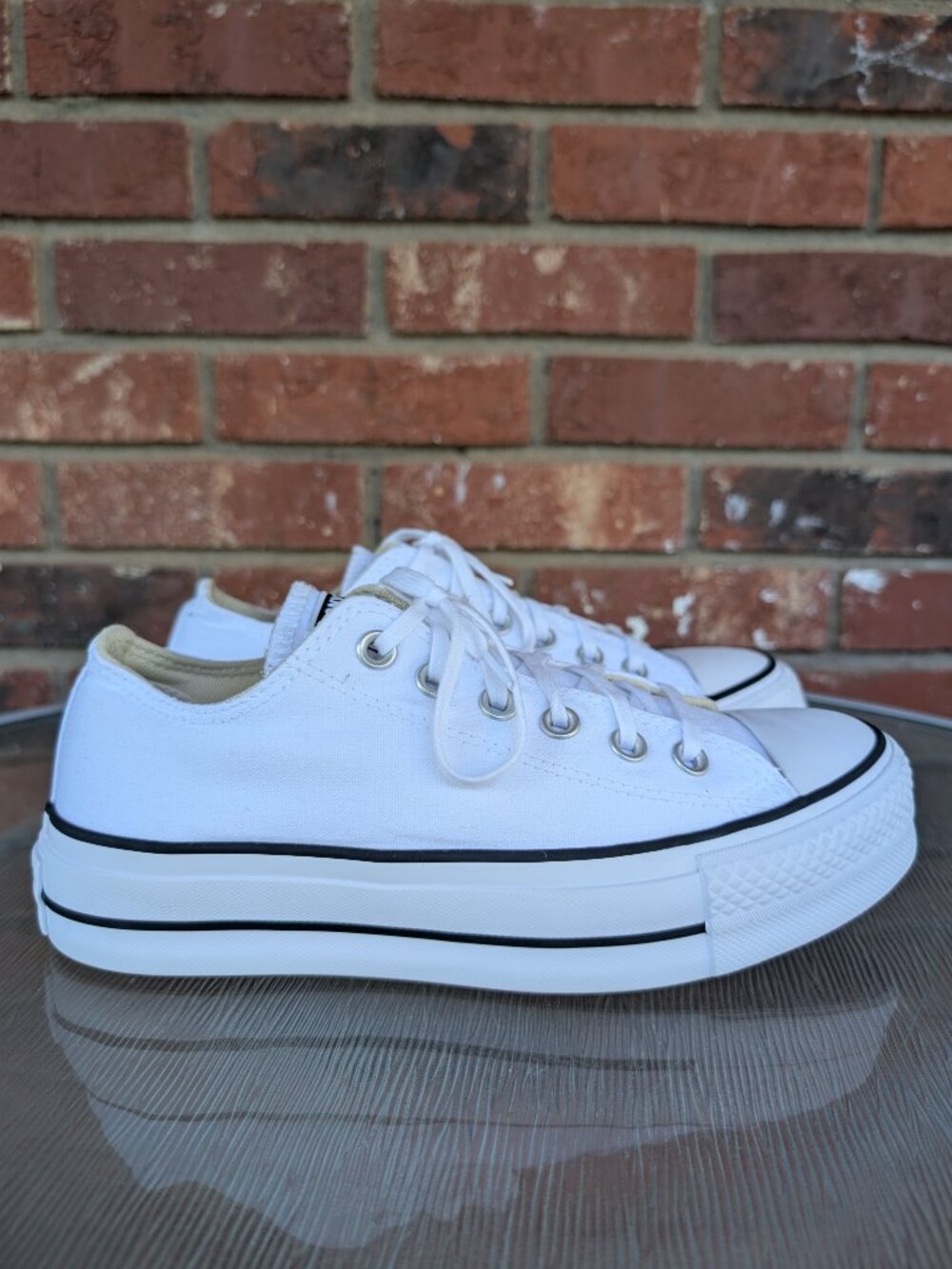 Women's Converse All Star Platform Sneakers White Shoes Size 7.5 - Picture 3 of 10